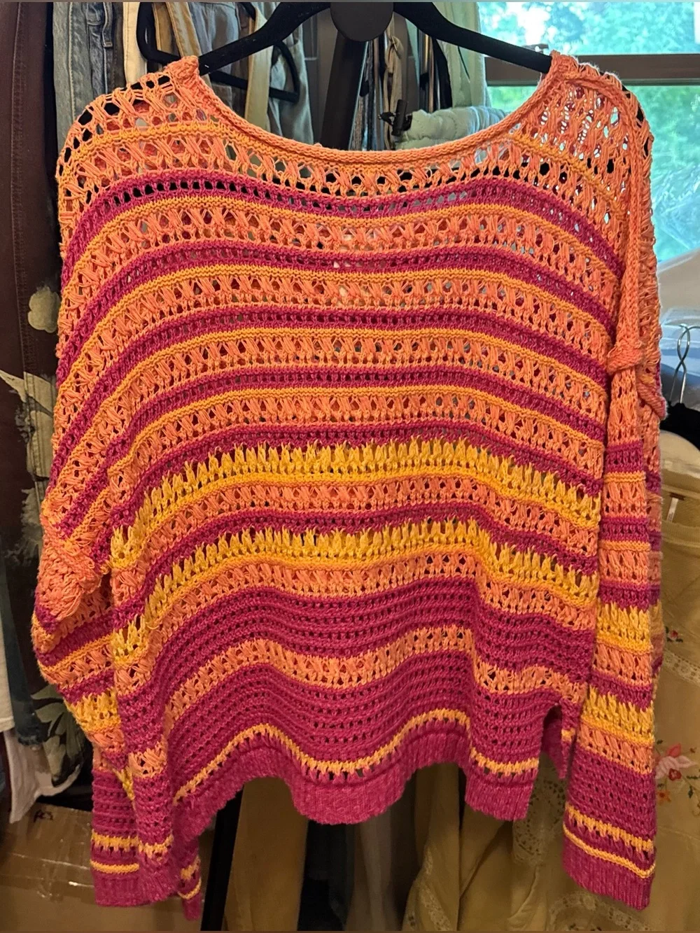 NWT Free People Madelyn Pullover - pink confetti combo - large